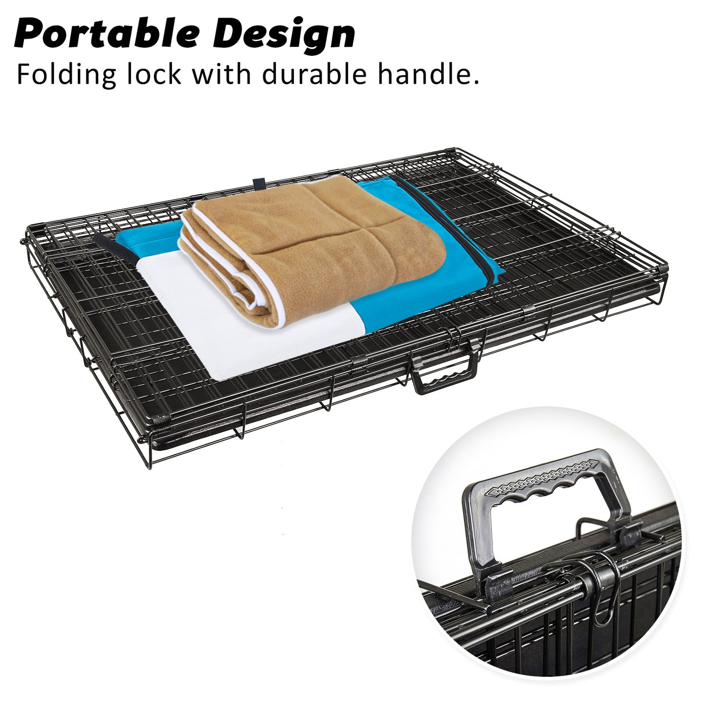 Blue Dog Crate 24in with Tray & Cushion Mat Combo