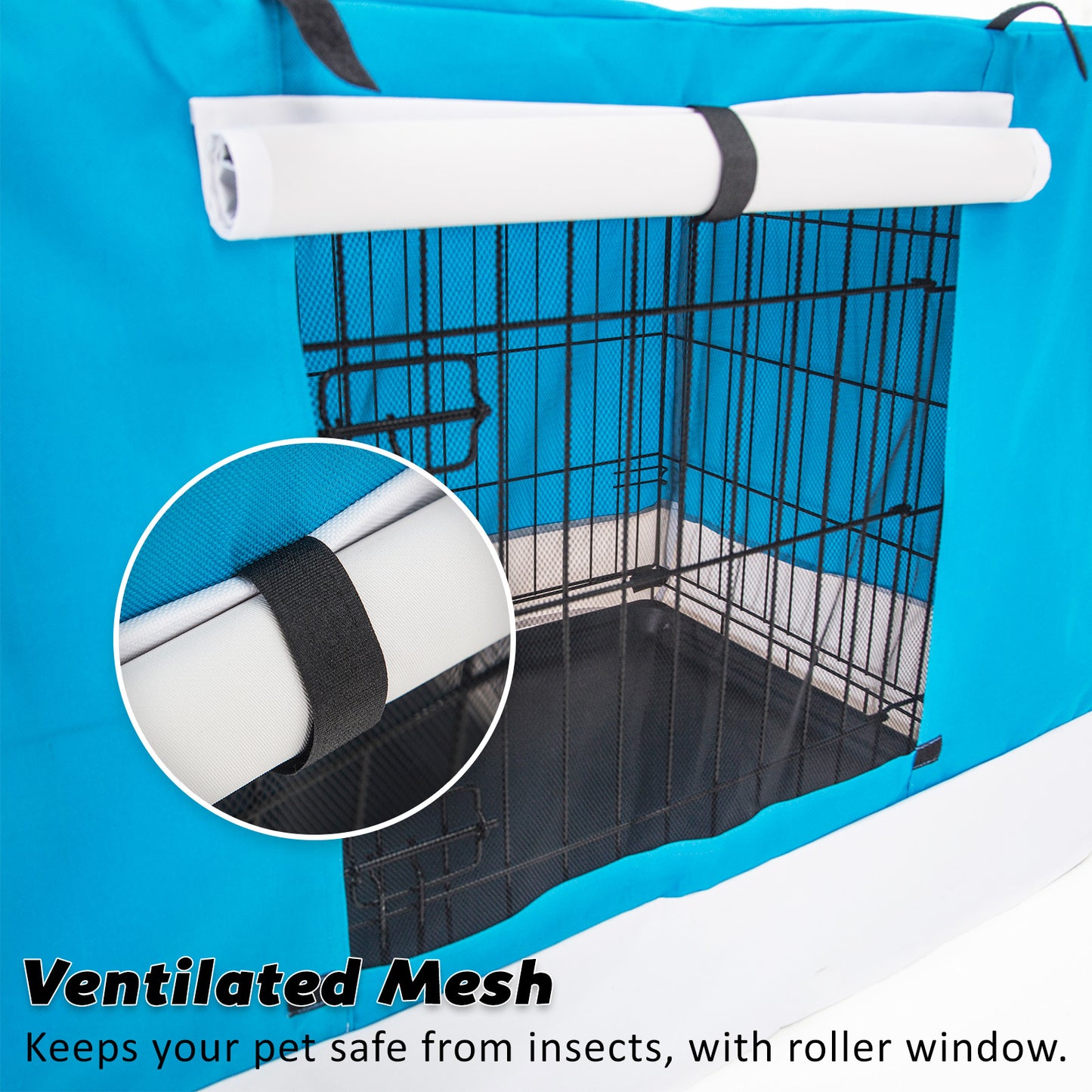 Blue Dog Crate 24in with Tray & Cushion Mat Combo