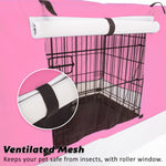 Wire Dog Cage Crate 30In With Tray + Cushion Mat + Pink Cover Combo