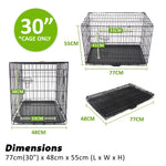 Wire Dog Cage Crate 30In With Tray + Cushion Mat + Pink Cover Combo