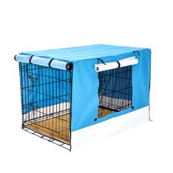 Blue Dog Crate 36in with Tray & Cushion Mat Combo