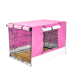 Pink Dog Crate 36in with Tray & Cushion Mat Combo