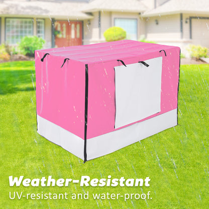 Pink Dog Crate 36in with Tray & Cushion Mat Combo