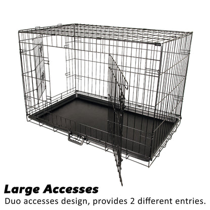42in Wire Dog Crate w/ Tray, Cushion & Pink Cover