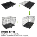 Wire Dog Cage Crate 48In With Tray + Cushion Mat + Blue Cover Combo