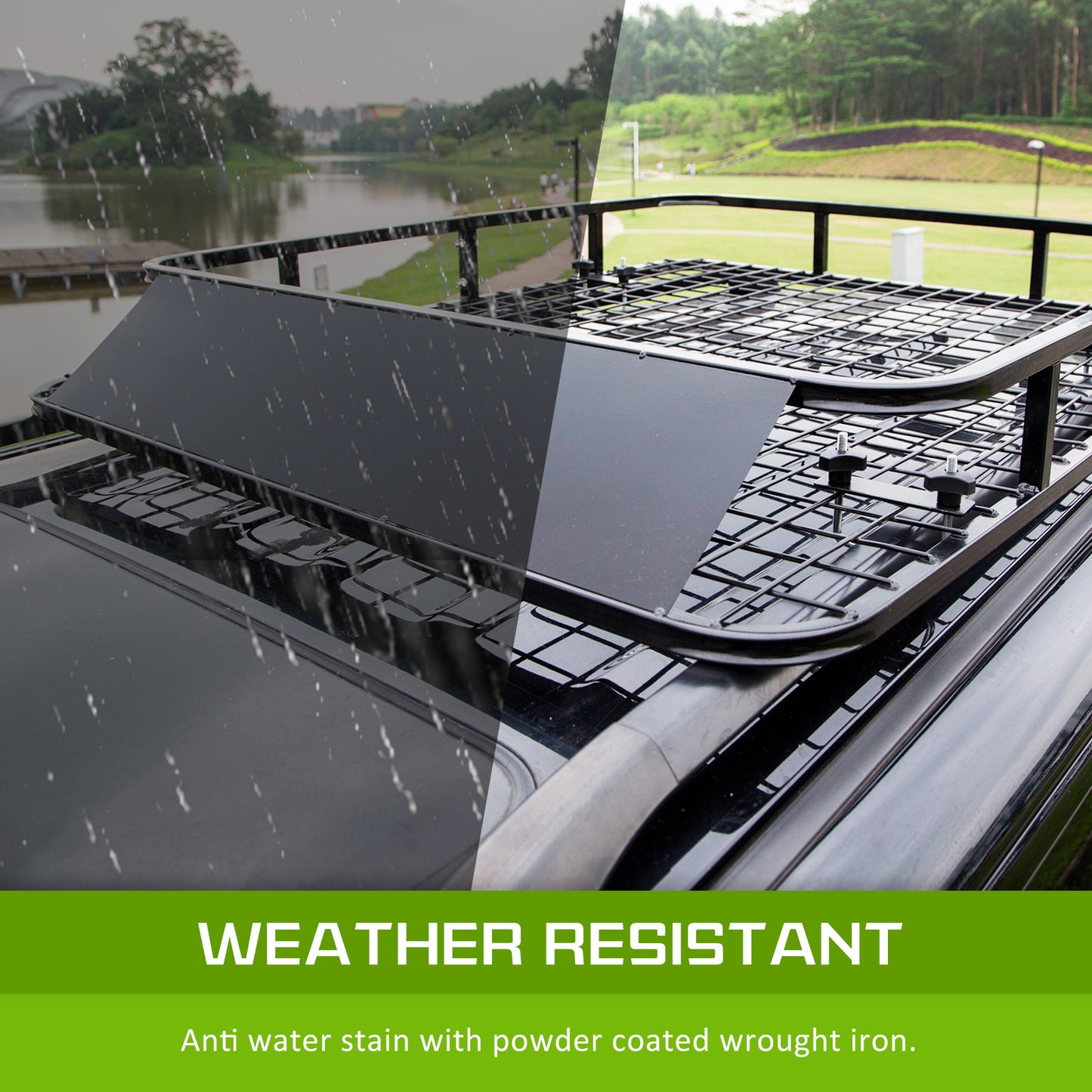 Steel Roof Rack Luggage Carrier Basket 4Wd 121Cm Black