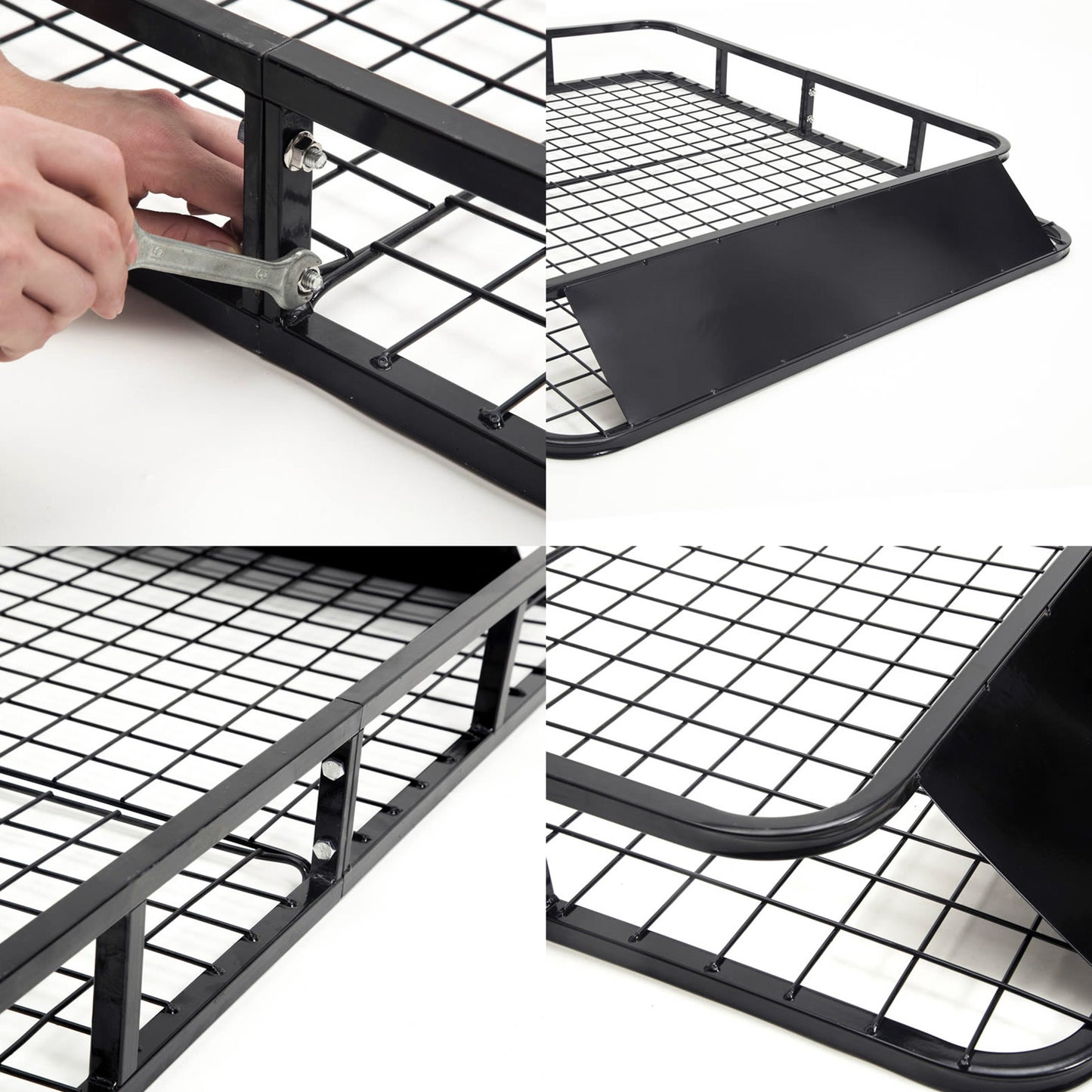 Steel Roof Rack Luggage Carrier Basket 4Wd 121Cm Black
