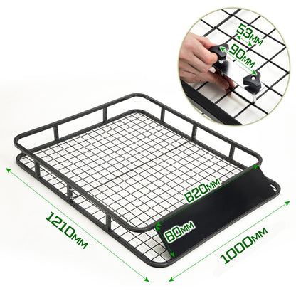 Steel Roof Rack Luggage Carrier Basket 4Wd 121Cm Black