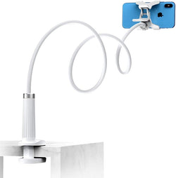 Multifunction Phone Stand With Flexible Long Arm (White)