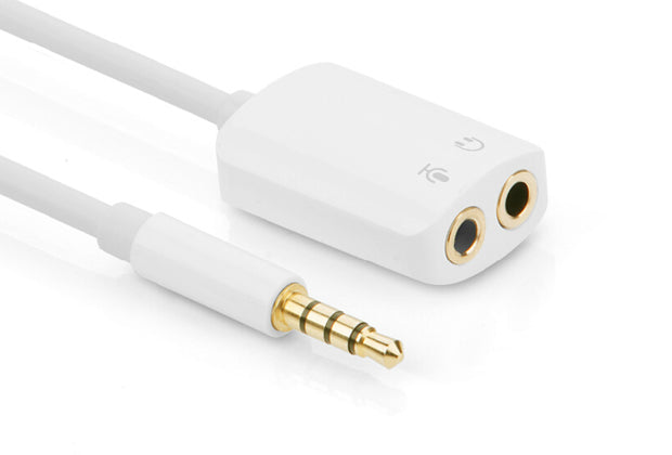 3.5Mm Male To Dual 3.5Mm Femaleheadset Splitter White (10789)