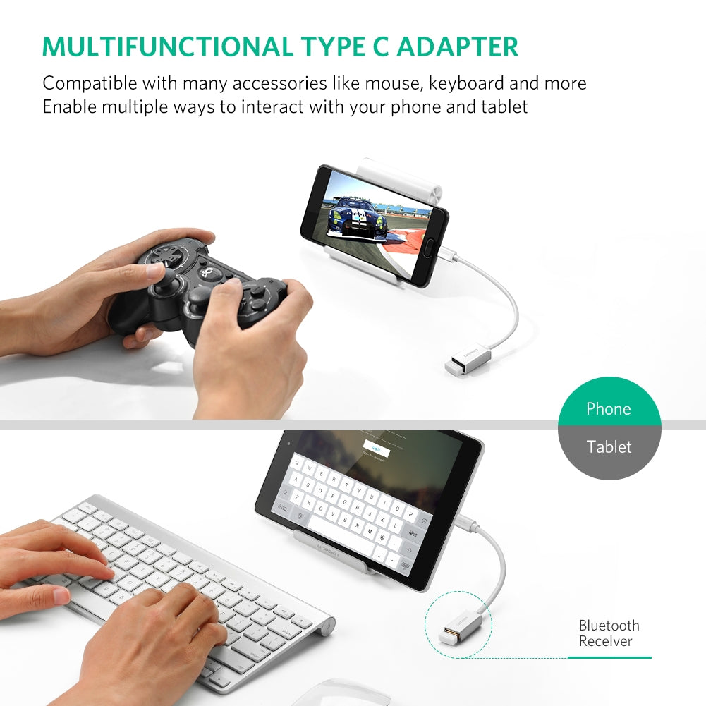 Usb Type-C Male To Usb 3.0 Type A Female Otg Cable - White 15Cm (30702)