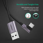 Usb-C To Angled Usb2.0-C Round Cable, 1M Gray Black