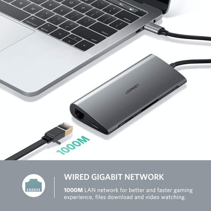 Type C 8 In 1 Multifultion Adaptor Vga/Usb3.0 X 3/Sd/Tf/Typec Pd Protoca