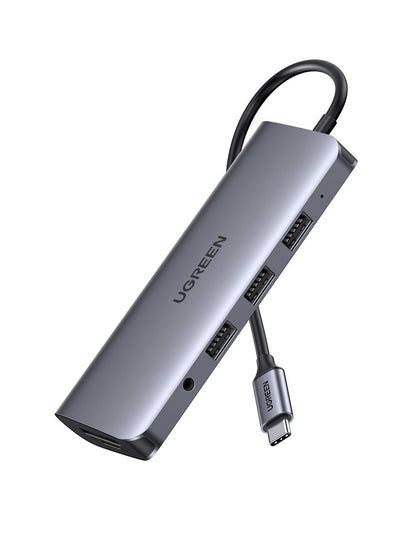 Usb-C To 3*Usb 3.0 A+Hdmi+Vga+Rj45 Gigabit Aux3.5Mm+Pd Converter Gray
