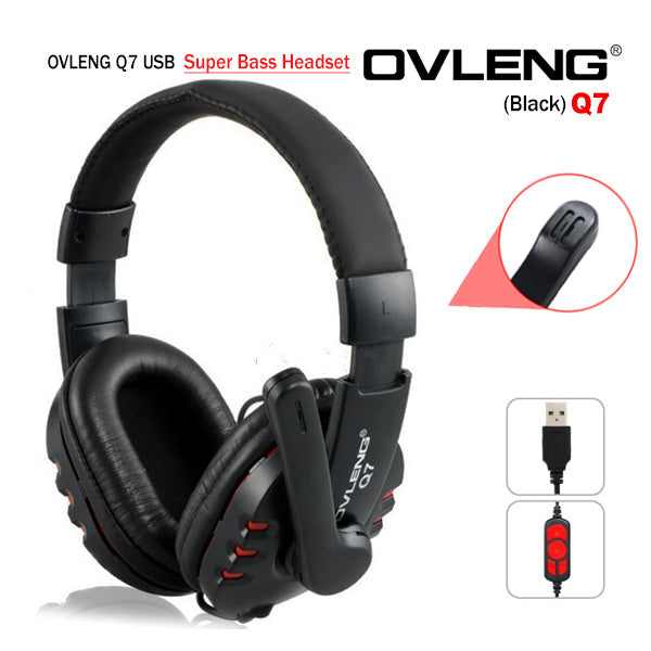  Q7 USB Computer Headphones with Mic and Volume Control