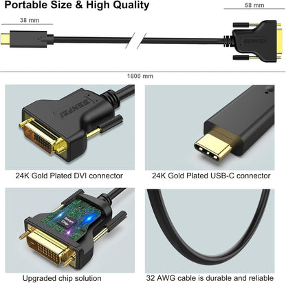 USB C to DVI Cable 1.8m