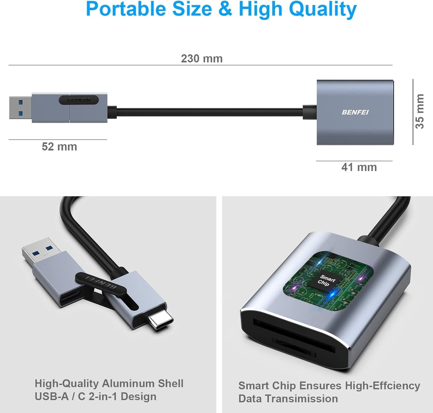 USB Type-C/Type-A to SD TF Card Reader