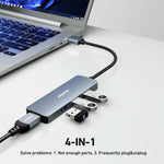 USB 3.0 4-port Hub USB A Splitter Ultra-Slim