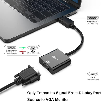 DisplayPort to VGA,Gold-Plated Uni-directional Adapter