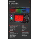4-pcs Gaming Keyboard/Mouse/Headphone/Mouse Pad Kit Set