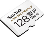 SANDISK HIGH ENDURANCE MICROSDHC CARD SQQNR 128G UHS-I C10 U3 V30 100MB/S R 40MB/S W SD ADAPTOR SDSQQNR-128G-GN6IA