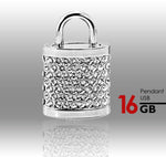 16GB Crystal Lock Pendant USB (Silver)