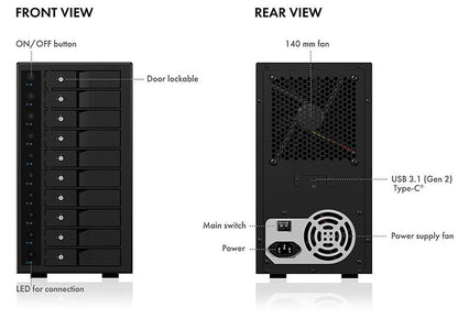 Single Enclosure For 10X Hdd With Usb 3.1 (Gen 2) Type-C