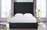 Ella Black Velvet Winged Bed 180Cm - King King Size