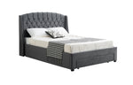 Paris Tall Tufted Velvet Dark Grey Bed With Storage Drawer - King