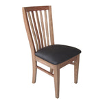 Dining Chair Pu Leather Seat Slat Back Solid Oak Timber Wood