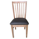 Dining Chair Pu Leather Seat Slat Back Solid Oak Timber Wood