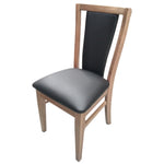 Dining Chair Pu Leather Seat Padded Back Solid Oak Timber Wood