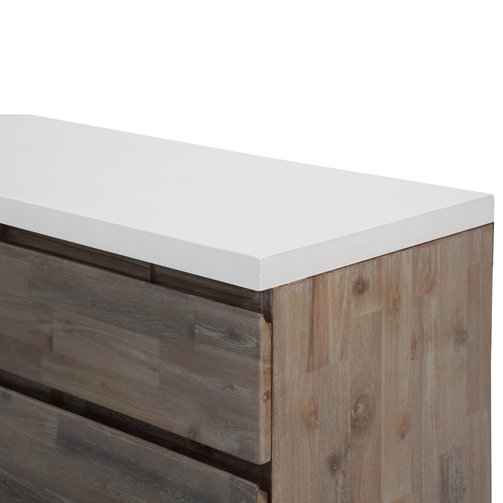 160Cm Acacia Timber Buffet With Concrete Top - White
