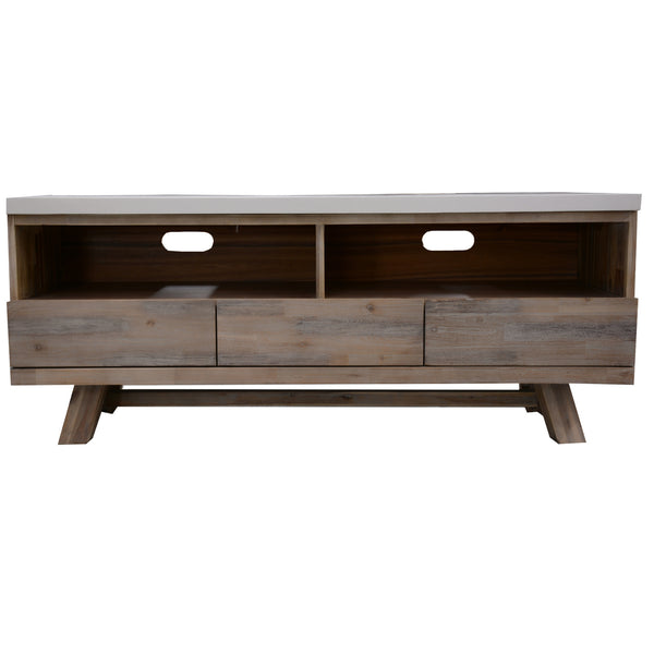  150Cm Entertainment Tv Unit With Concrete Top - White