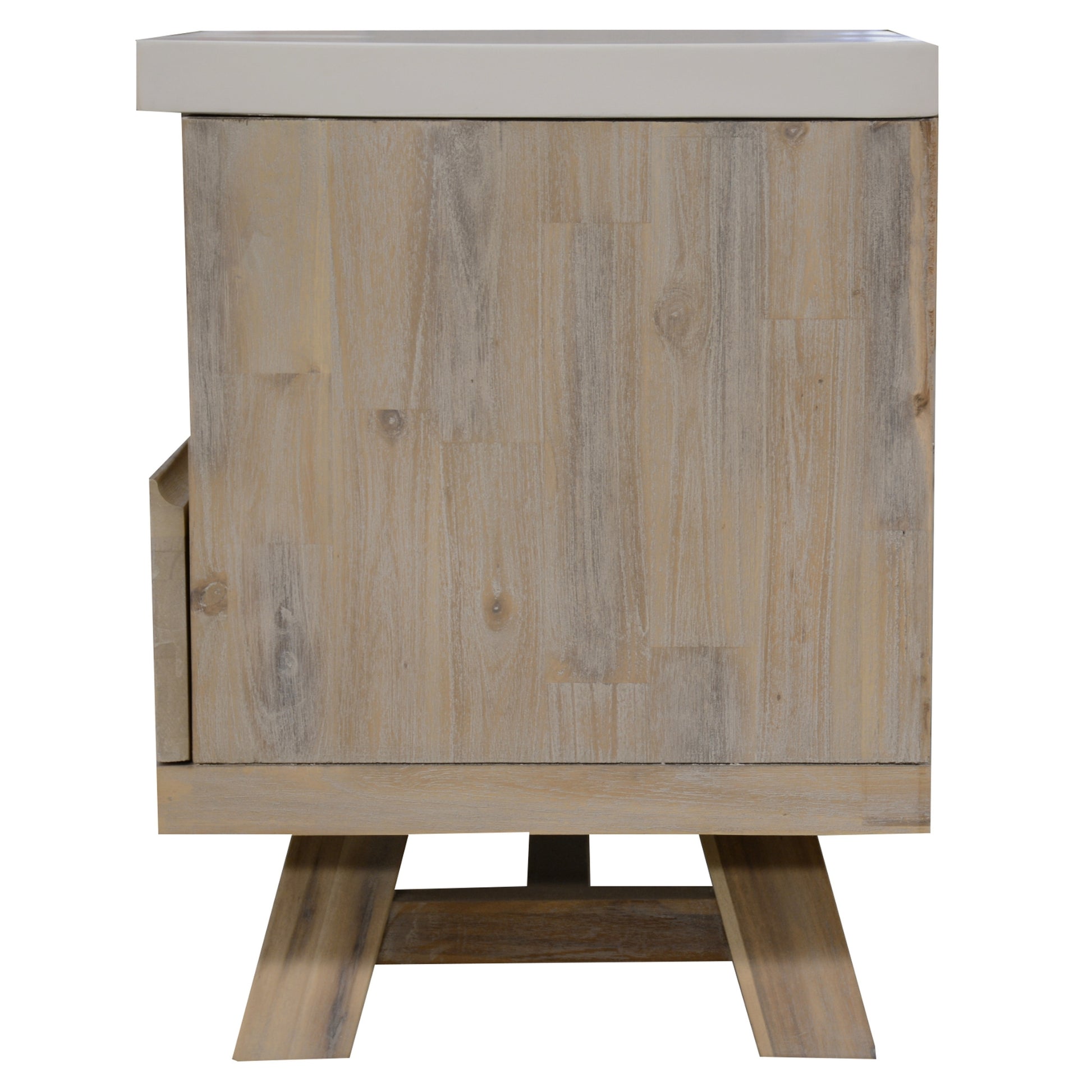 150Cm Entertainment Tv Unit With Concrete Top - White