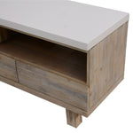 150Cm Entertainment Tv Unit With Concrete Top - White