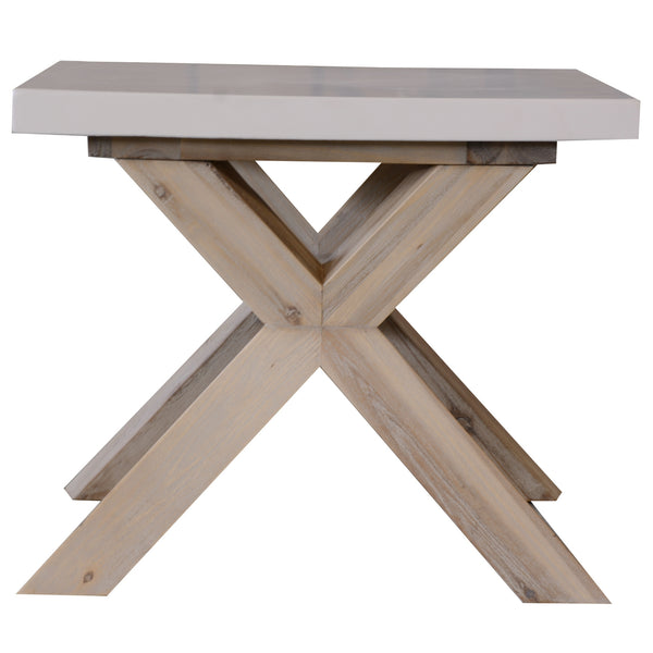  60Cm Square Lamp Table With Concrete Top - White