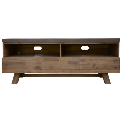 150Cm Entertainment Tv Unit With Concrete Top - Grey