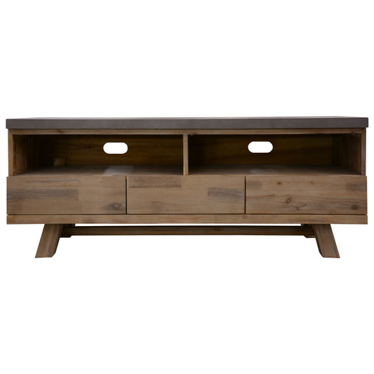 150Cm Entertainment Tv Unit With Concrete Top - Grey