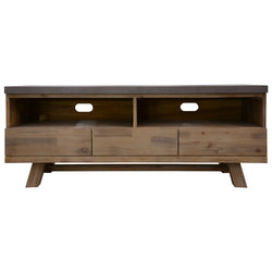 150Cm Entertainment Tv Unit With Concrete Top - Grey