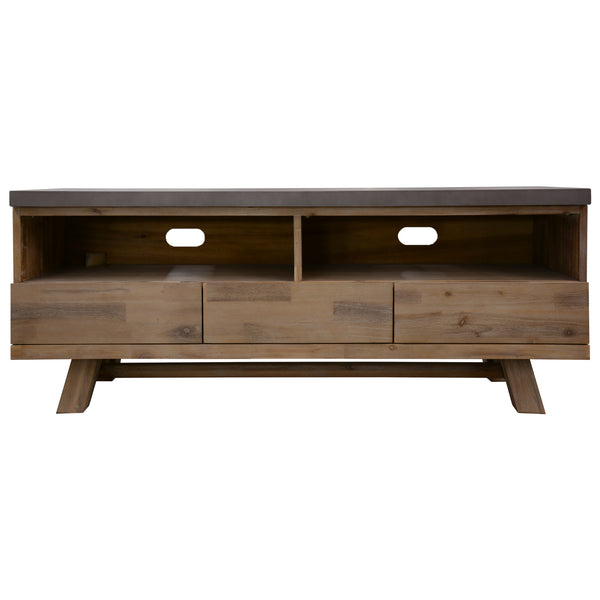  150Cm Entertainment Tv Unit With Concrete Top - Grey