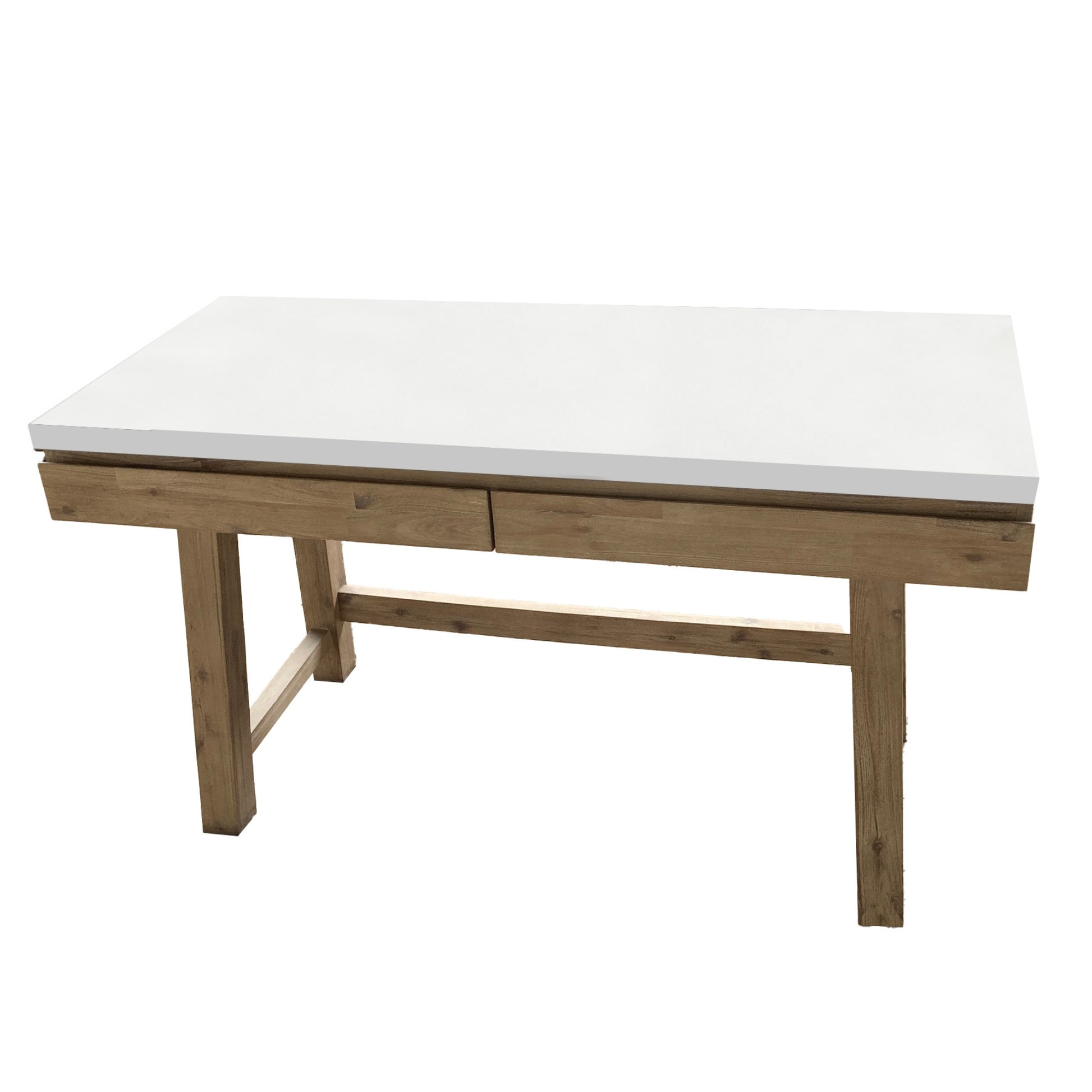 140Cm Computer Writing Desk With Concrete Top - White