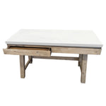 140Cm Computer Writing Desk With Concrete Top - White