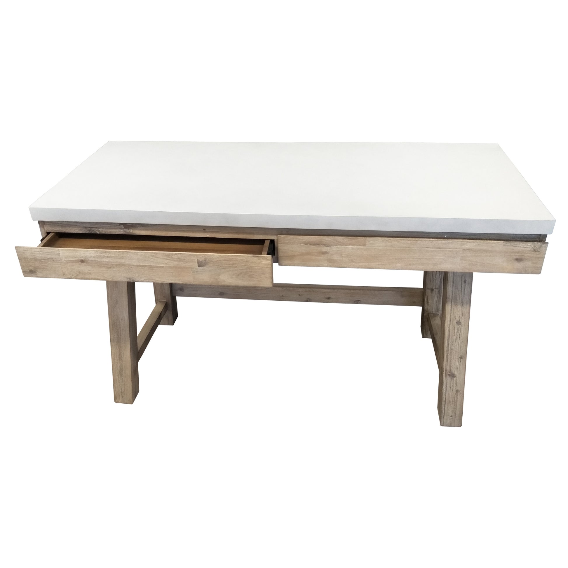 140Cm Computer Writing Desk With Concrete Top - White