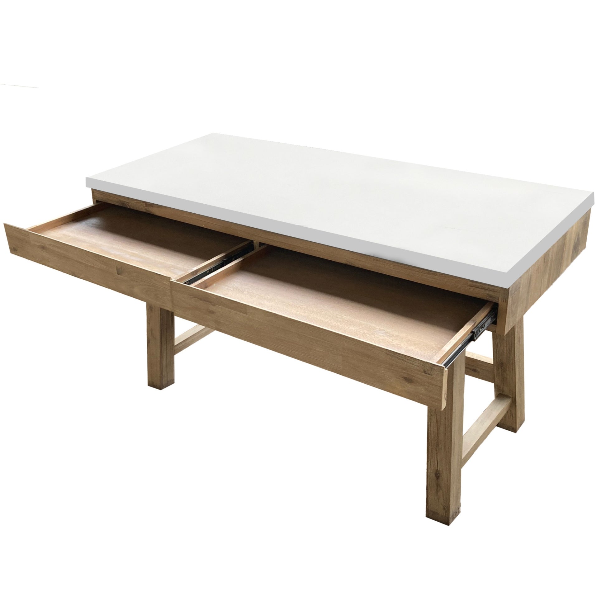 140Cm Computer Writing Desk With Concrete Top - White