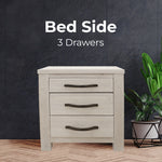 Bedside Tables 3 Drawers Storage Cabinet Shelf Side End Table - White