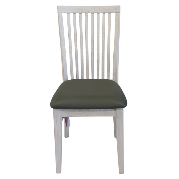  Pu Seat Dining Chair Set Of 2 Solid Ash Wood Dining Furniture - White