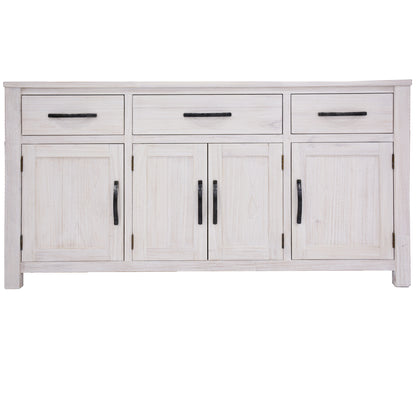 Buffet Table 158Cm 4 Door 3 Drawer Solid Mt Ash Timber Wood - White