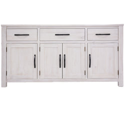Buffet Table 158Cm 4 Door 3 Drawer Solid Mt Ash Timber Wood - White