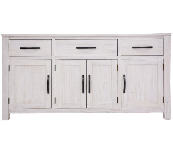  Buffet Table 158Cm 4 Door 3 Drawer Solid Mt Ash Timber Wood - White